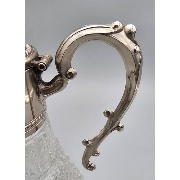 Vintage Sheraton-like Cut Crystal Water Pitcher Claret Jug Decanter - Picture 9 of 10